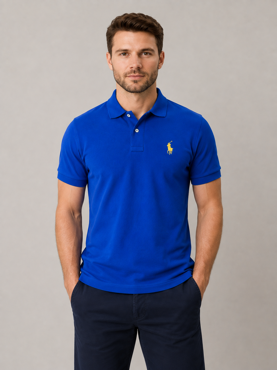 Camisa Gola Polo RL Azul