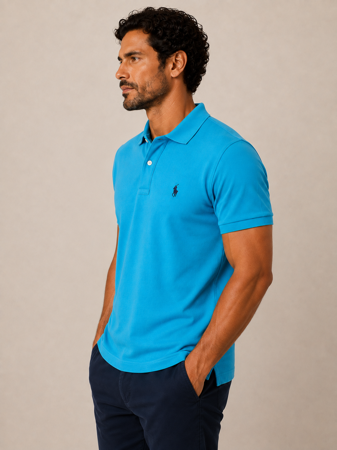 Camisa Gola Polo RL Azul